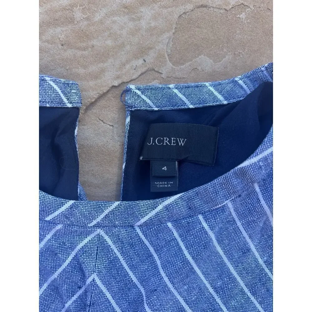 J.CREW J Crew ~ Size 4 CHAMBRAY STRIPE Sleeveless CROSS BACK Dress